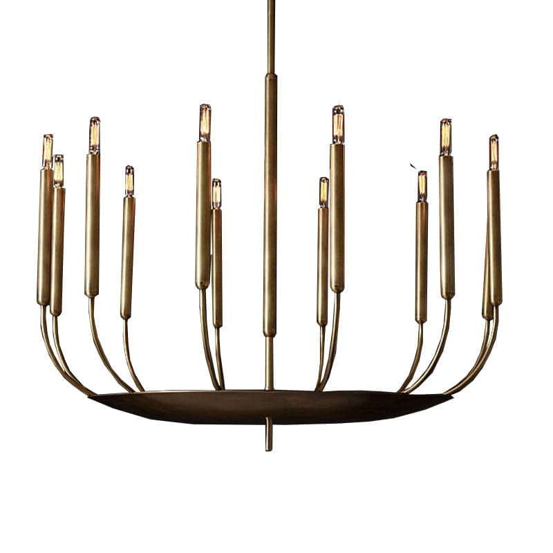 Architectural Copper Candle Chandelier | Modern Dining Statement - Chandeliers