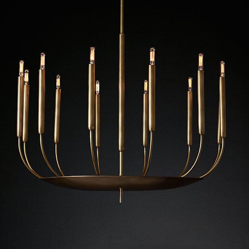 Architectural Copper Candle Chandelier | Modern Dining Statement - Chandeliers