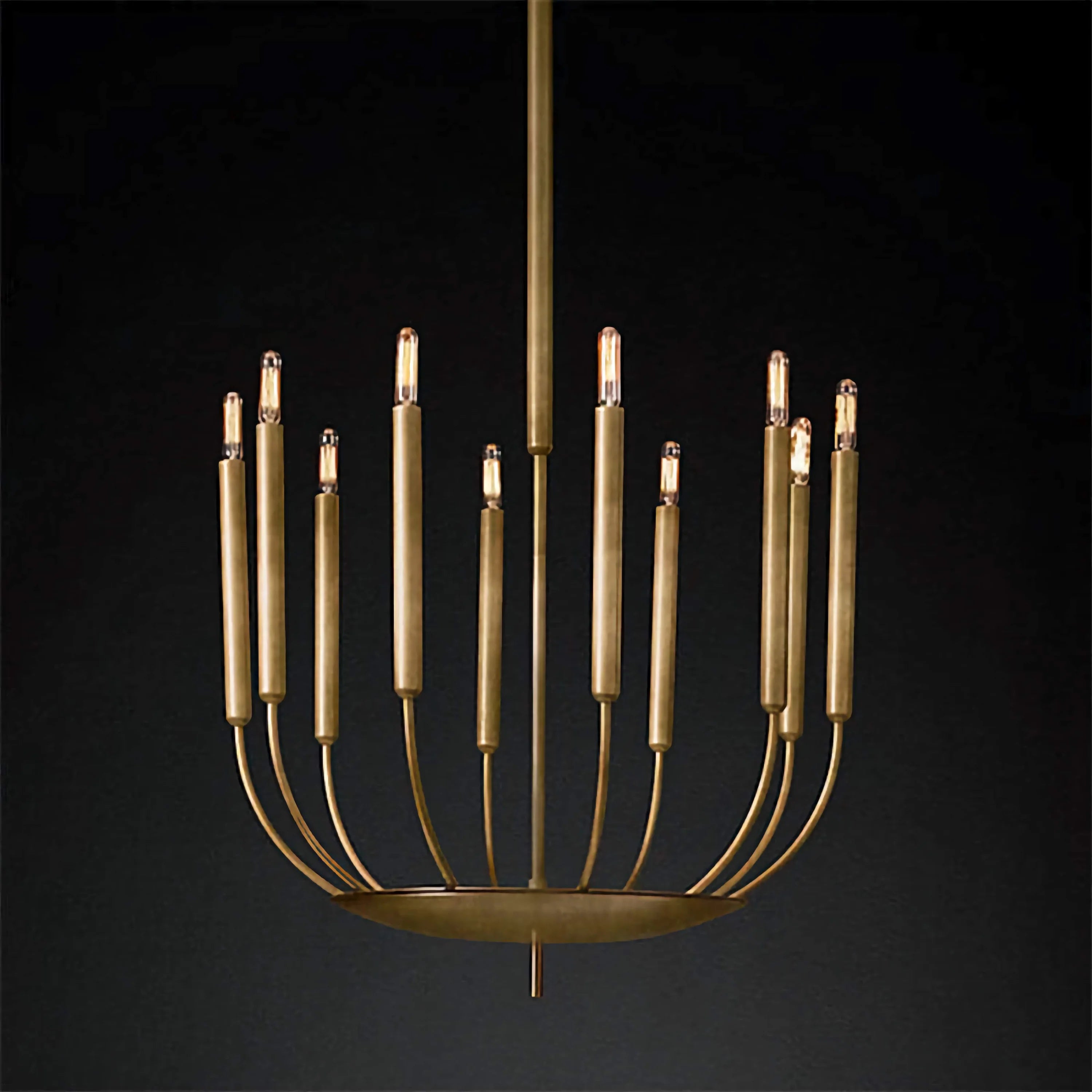 Slender Copper Candle Chandelier | Modern Pendant Lighting for Dining Room | Sculptural Candelabra Fixture