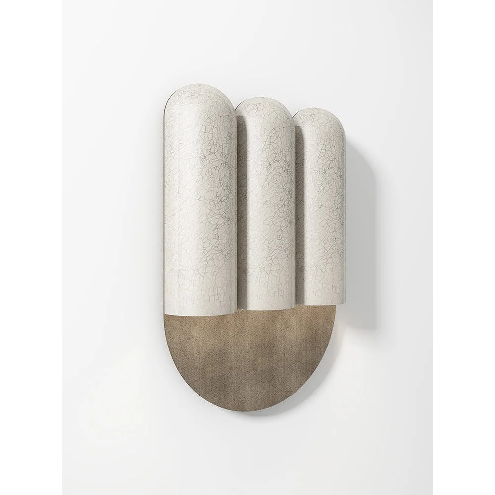Crackle Ceramic Low Profile Wall Sconce | Single or Triple Hallway Light Dining Washer Wabi Sabi Casalola Lights Luxury