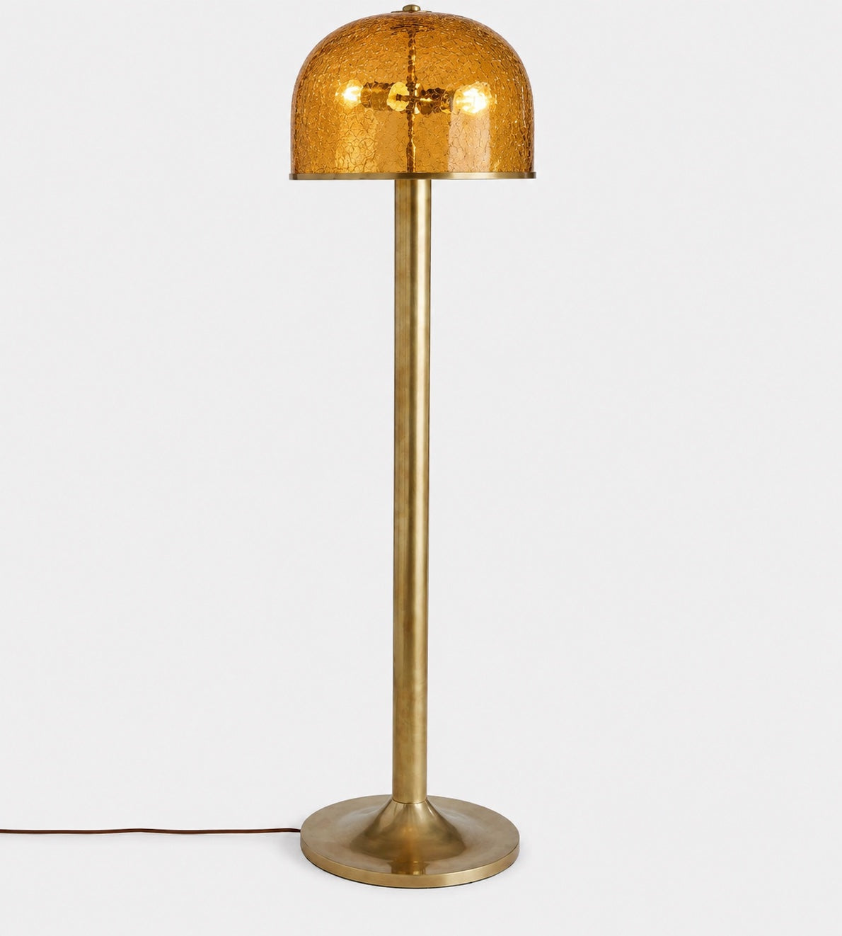 Amber Crackle Glass Floor Lamp Aged Brass | 130cm Tall 2 Light E26/e27 Dimmable Option Art Deco Casalola Lights Luxury