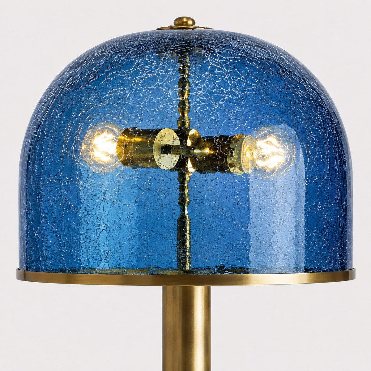 Marine Blue Crackle Glass Floor Lamp Aged Brass | 130cm Tall 2 Light E26/e27 Dimmable Option Casalola Lights Luxury