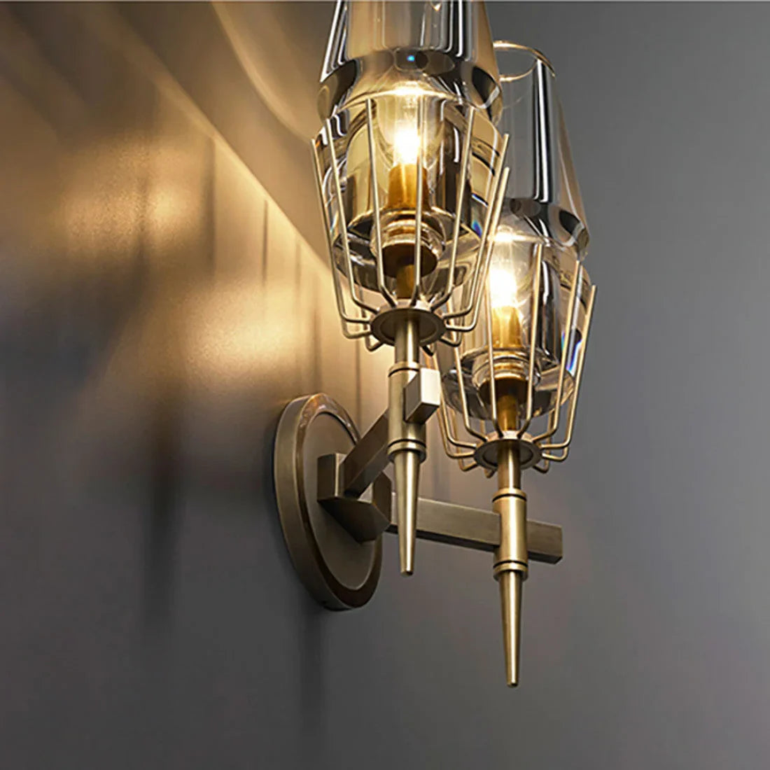 Art Deco Crystal & Copper Wall Sconce – Luxury Double Candle Light for Hallway Bedroom Casalolalights Luxury Lamps