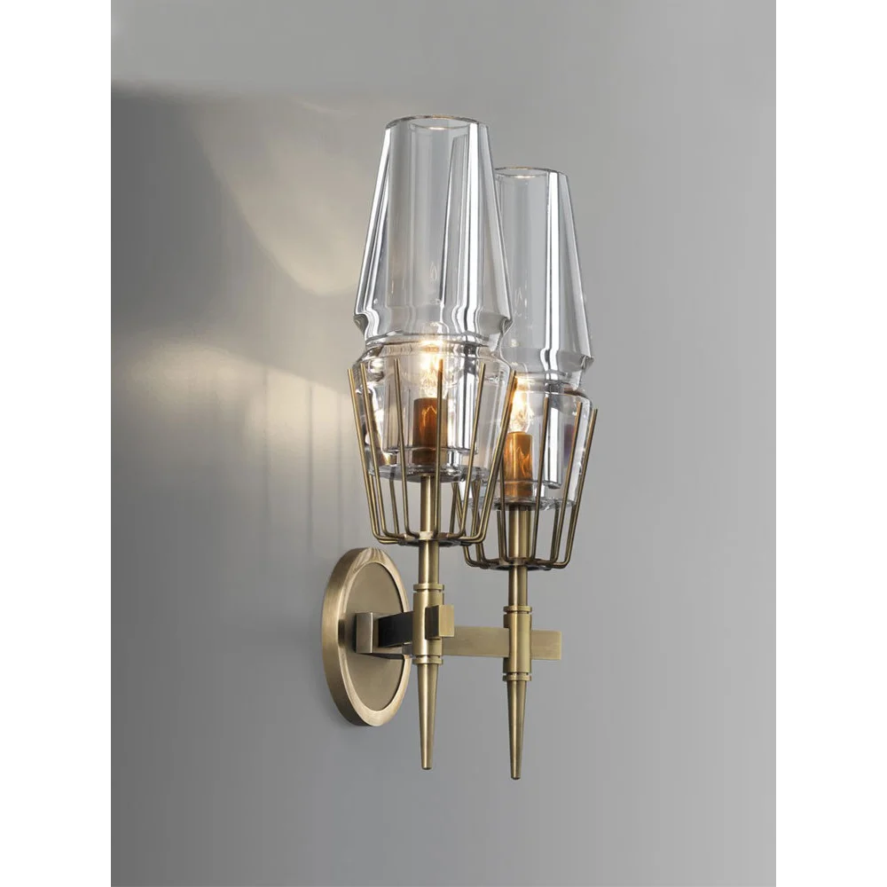 Art Deco Crystal & Copper Wall Sconce – Luxury Double Candle Light for Hallway Bedroom Casalolalights Luxury Lamps