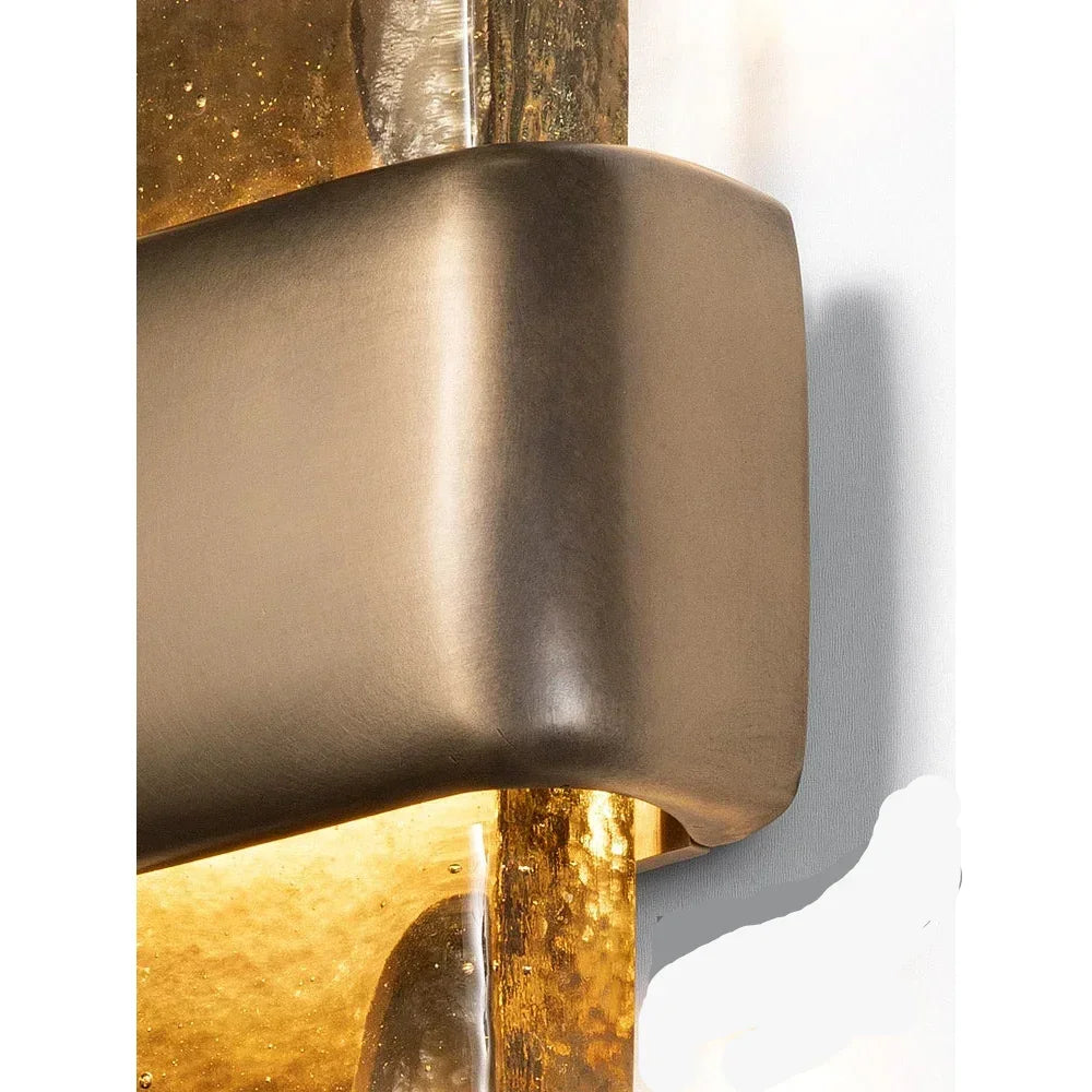 Modern Crystal & Copper Wall Sconce – Elegant Handcrafted Light for Luxury Interiors