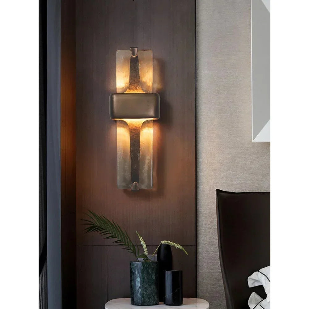 Modern Crystal & Copper Wall Sconce – Elegant Handcrafted Light for Luxury Interiors