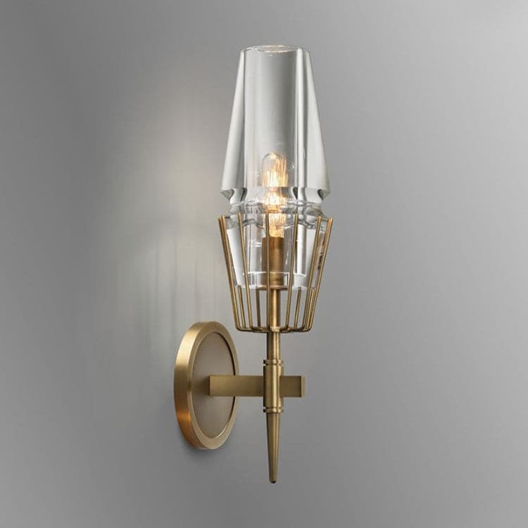 Art Deco Crystal & Copper Wall Sconce – Luxury Candle-style Light for Hallway Bedroom - Sconces