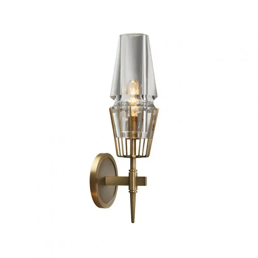 Art Deco Crystal & Copper Wall Sconce – Luxury Candle-style Light for Hallway Bedroom - Sconces