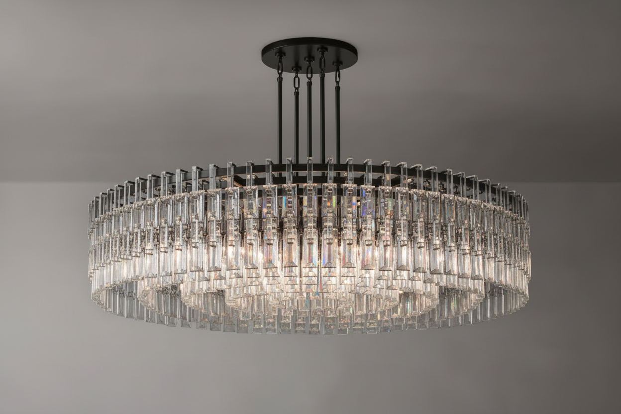 Round Crystal Drum Chandelier – Luxury Copper Led Modern Dining Light Casalolalights Luxury Lamps for Interior Designers