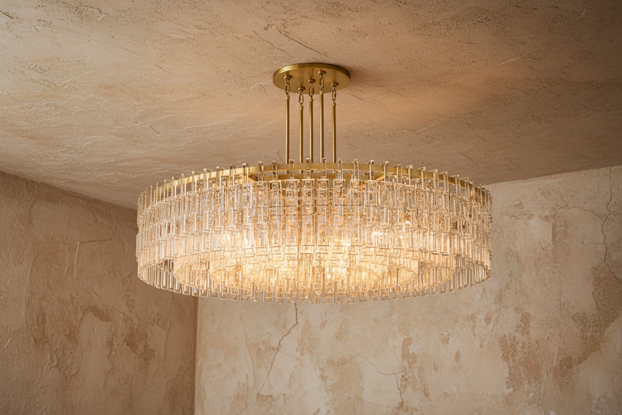 Round Crystal Drum Chandelier – Luxury Copper Led Modern Dining Light Casalolalights Luxury Lamps for Interior Designers