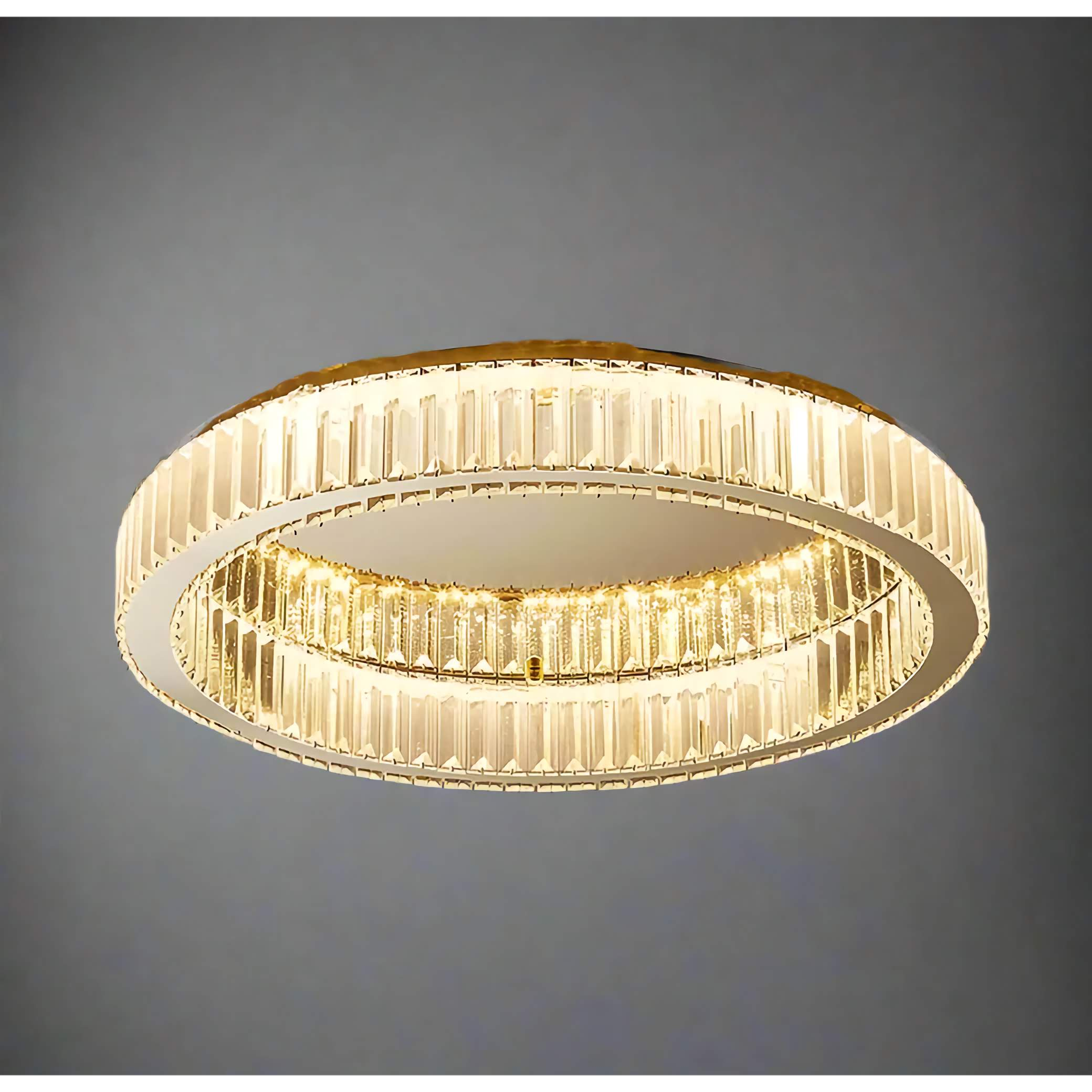 Crystal Ring Flush Mount 40-60cm | Gold or Chrome Low-profile Ceiling Light Bedroom & Living Room Casalolalights Luxury
