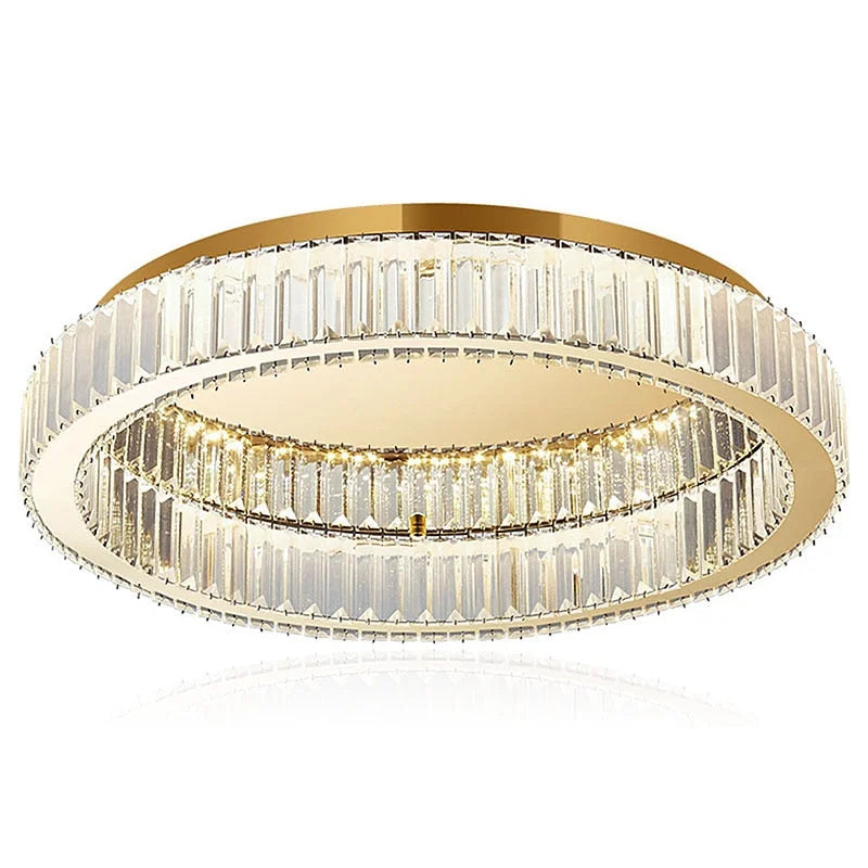 Crystal Flush Mount Ceiling Light for Bedroom or Living Room | Rings 16 to 24 Inch Built-in Led Casalola Lights Luxury
