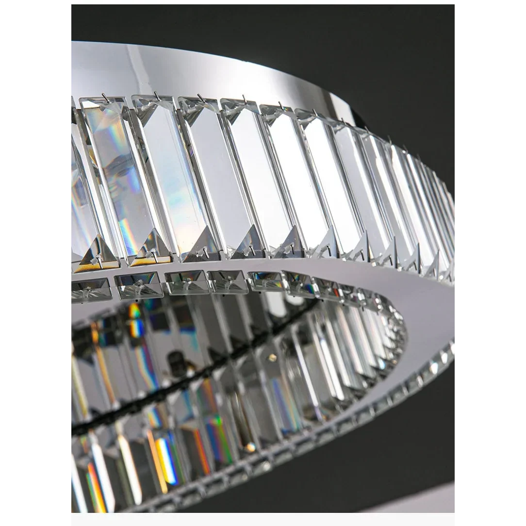 Crystal Flush Mount Ceiling Light for Bedroom or Living Room | Rings 16 to 24 Inch Built-in Led Casalola Lights Luxury