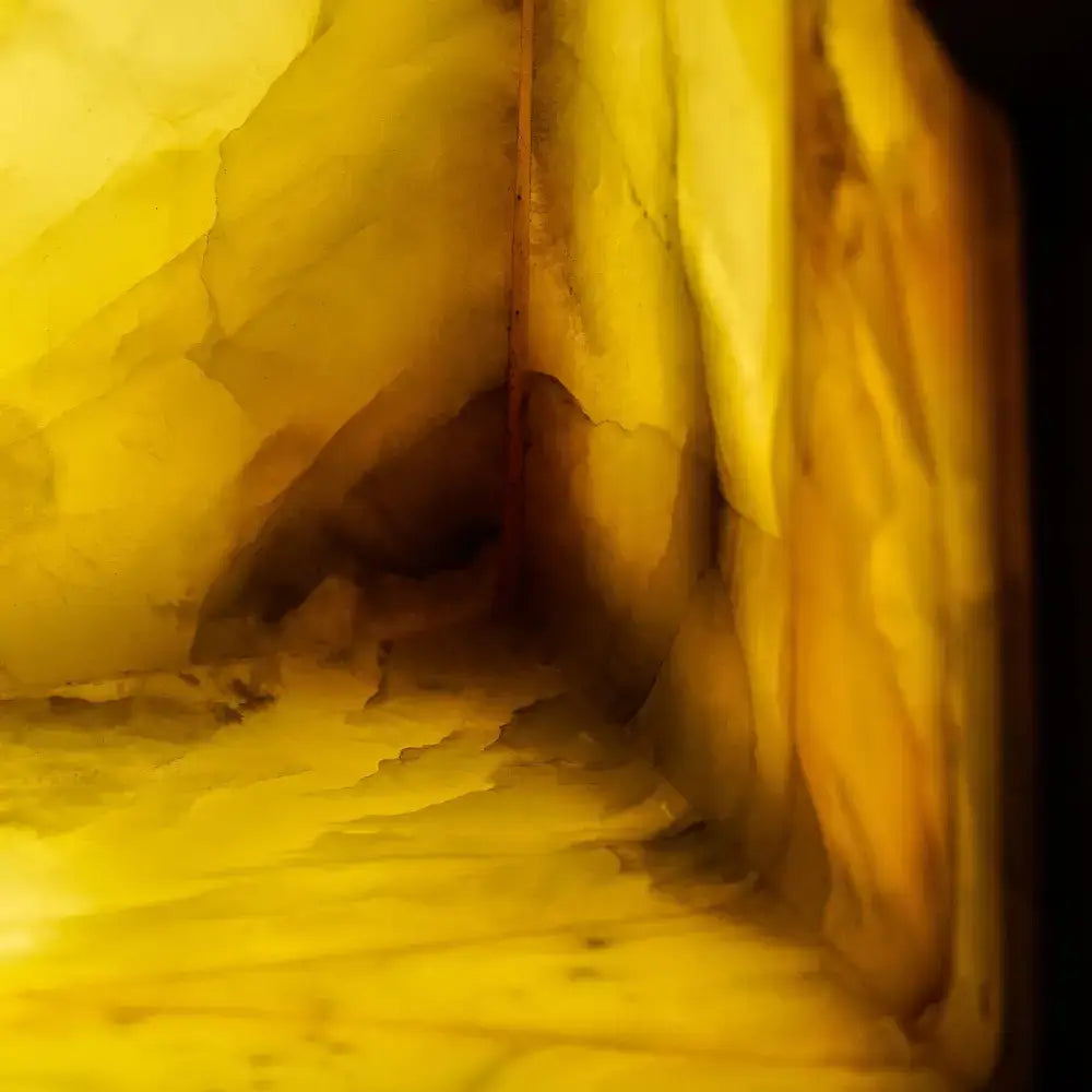 Alabaster Cube Table Lamp | Sculptural Ambient Marble Lighting - Lamps