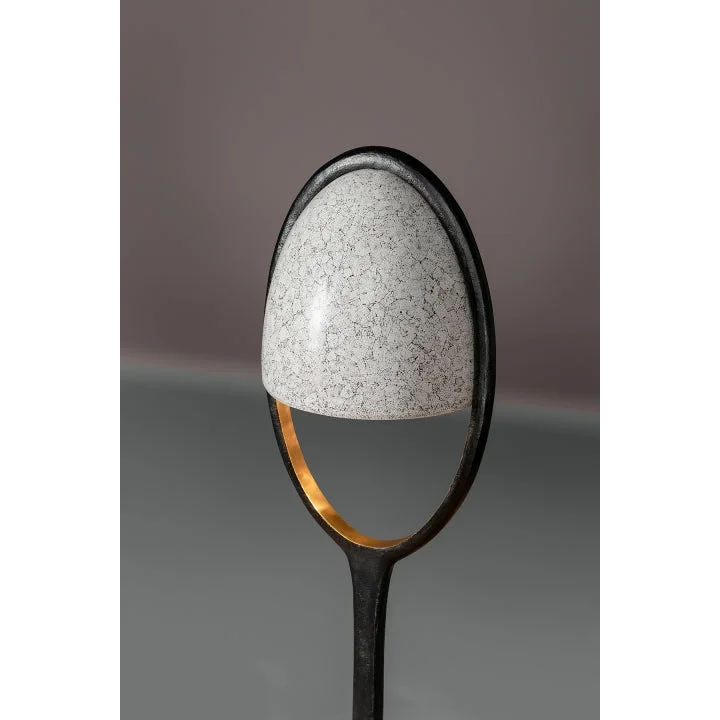 Sculptural Eggshell Floor Lamp – Artisan Brass Base | Modern Lighting Cupola