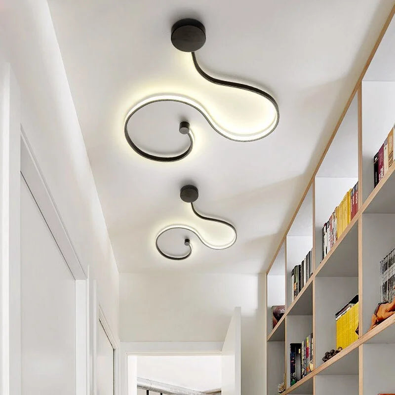 Curved Led Wall Lamp | Modern Linear Corridor Sconce Bronze or Chrome Hallway Stairway & Living Room Casalolalights