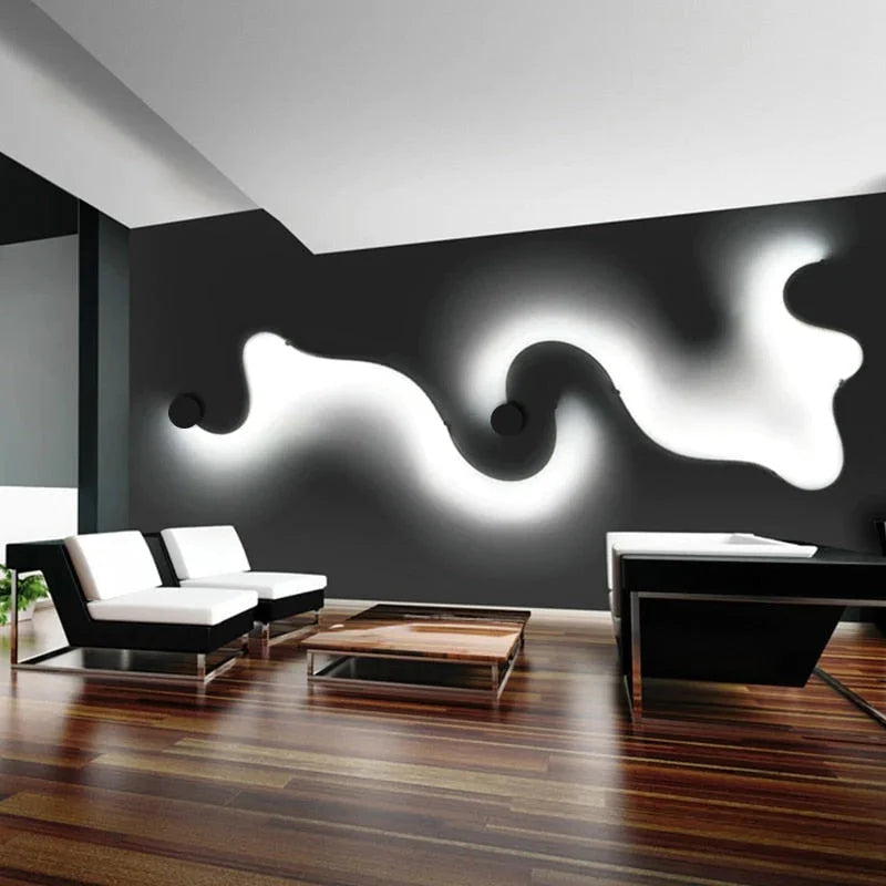 Curved Led Wall Lamp | Modern Linear Corridor Sconce Bronze or Chrome Hallway Stairway & Living Room Casalolalights