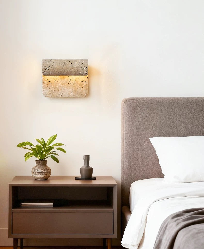 Travertine Wall Sconce – Curved Natural Stone 2×g9 Up & Down Light for Hallway Bedroom or Living Room Casalolalights