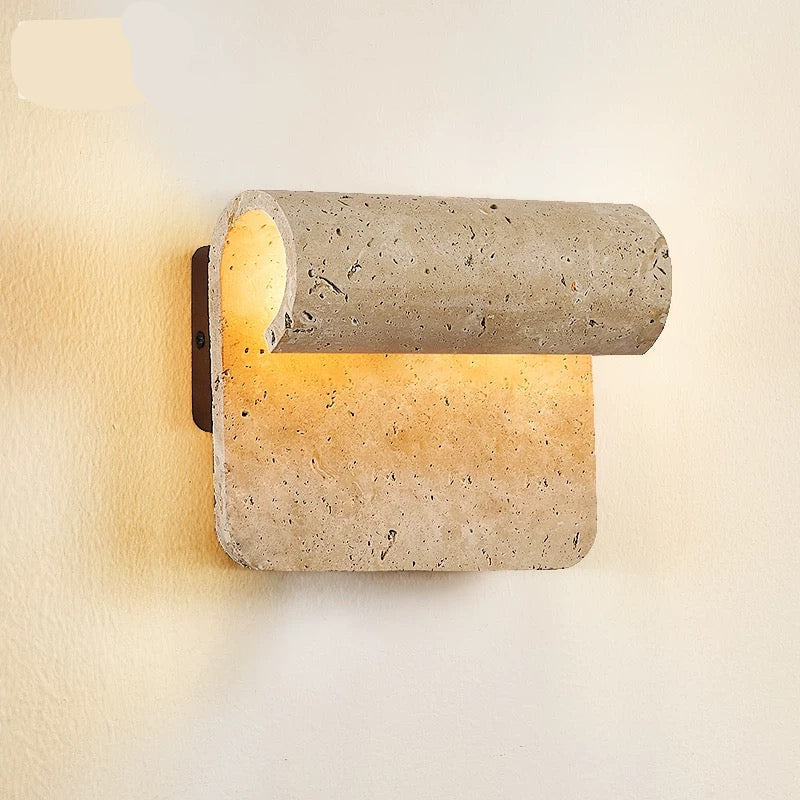 Genuine Travertine Curved Wall Sconce | Up & Down Hallway Light Low Profile Dimmable 2 G9 Bulbs Casalola Lights Luxury