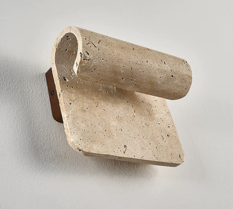 Genuine Travertine Curved Wall Sconce | Up & Down Hallway Light Low Profile Dimmable 2 G9 Bulbs Casalola Lights Luxury
