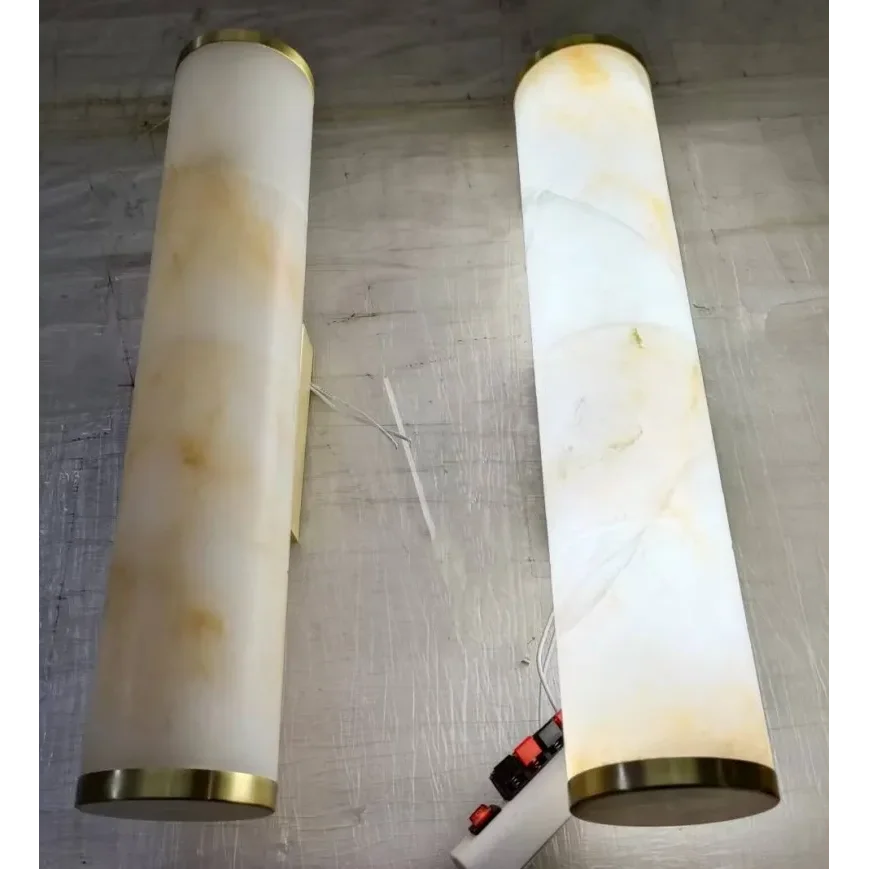 Cylindrical Natural Marble Led Wall Lights for Living Room Bedroom Bathroom