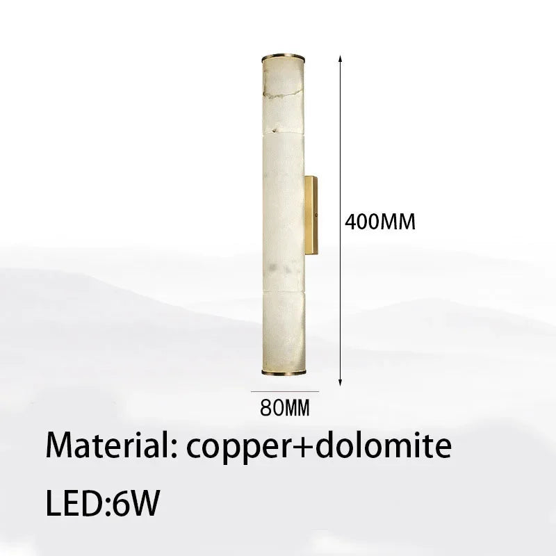 Cylindrical Natural Marble Led Wall Lights for Living Room Bedroom Bathroom