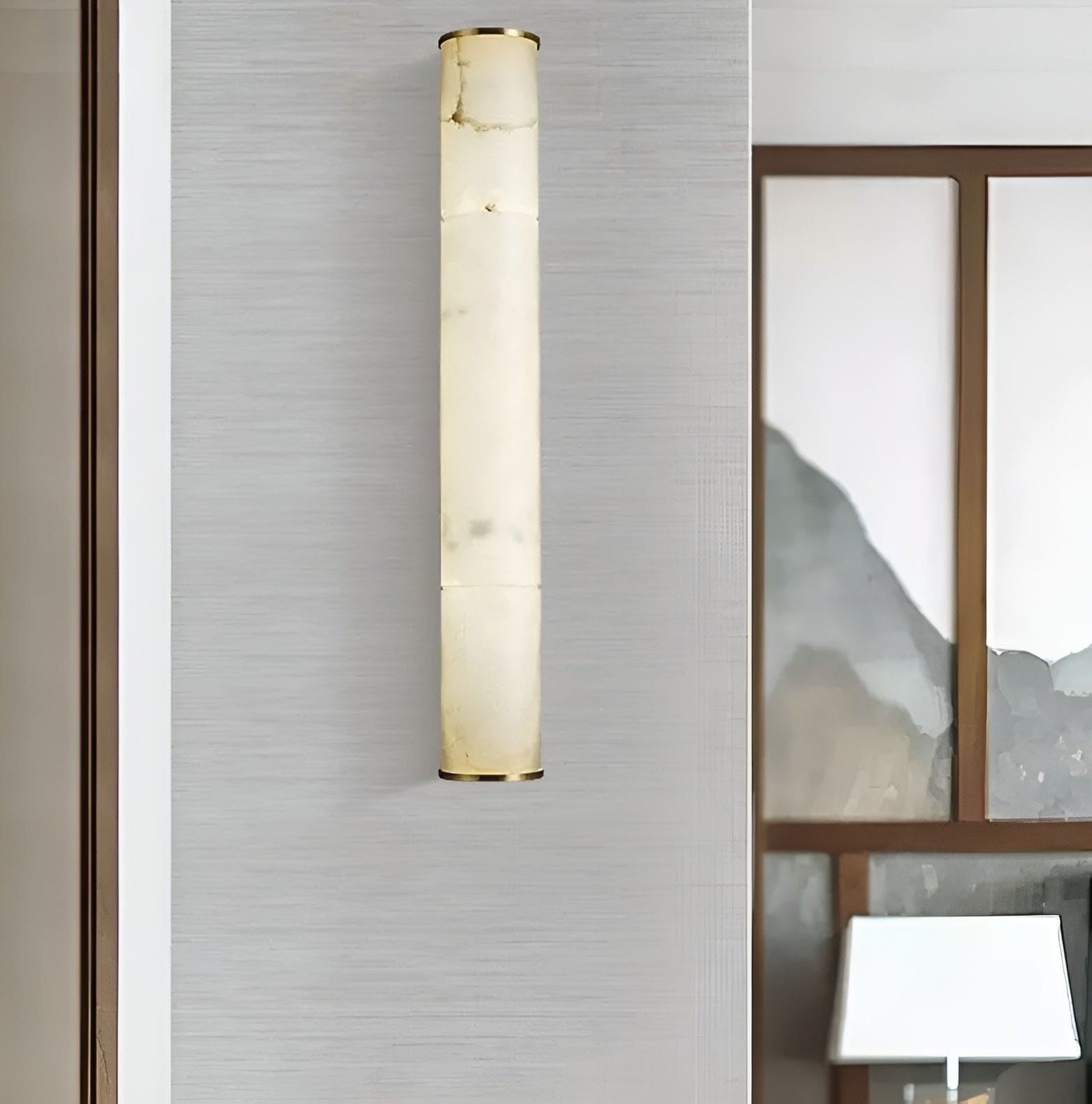 Cylindrical Natural Marble Led Wall Lights for Living Room Bedroom Bathroom - Sconces