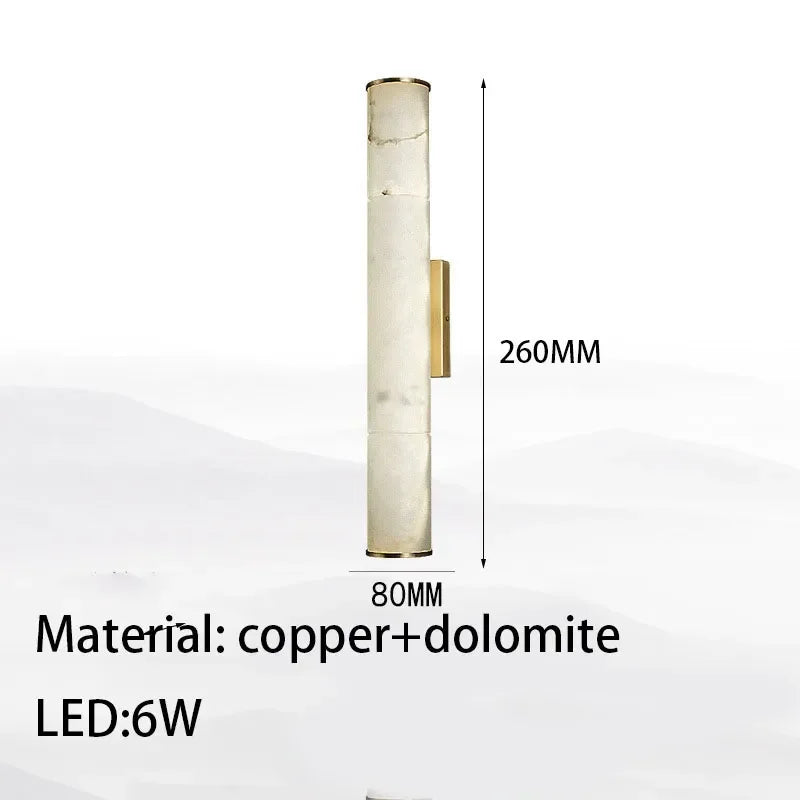 Cylindrical Natural Marble Led Wall Lights for Living Room Bedroom Bathroom