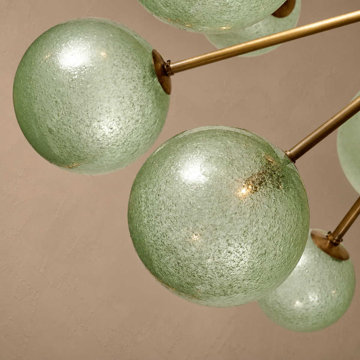 Murano Style Light Green Glass Globe Chandelier | Large for a Bedroom or Living Room Custom Rod Length Casalola Lights