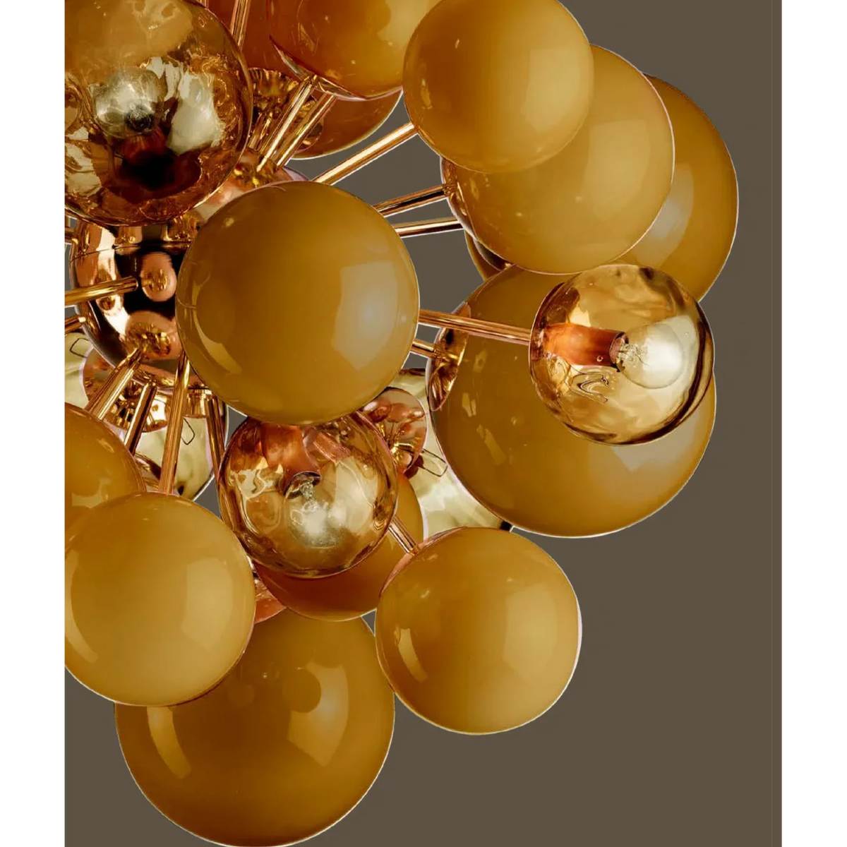 Murano Style Orange Glass Globe Chandelier Brass | Large Statement for an Entry Hall Custom Rod Casalola Lights Luxury