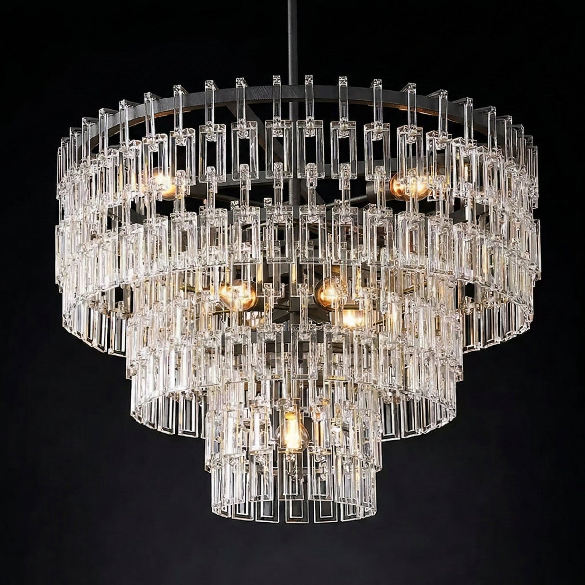 Hand Cut Crystal Tiered Chandelier Round Gold | for a 9 Ft Ceiling or Higher Custom Rod Length Casalola Lights Luxury