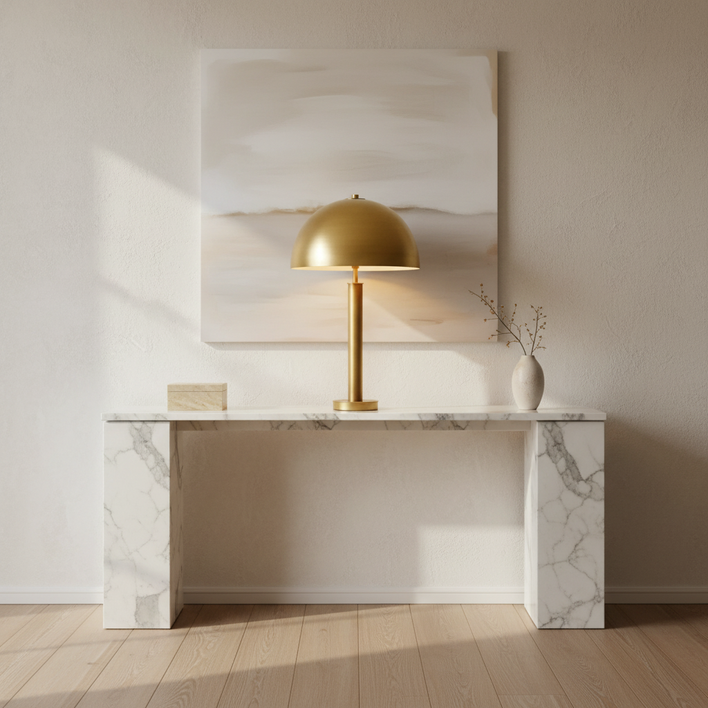 Brass Dome Table Lamp for Console and Living Room | Solid Column Modern 50 Cm Casalola Lights Luxury Lamps Interior