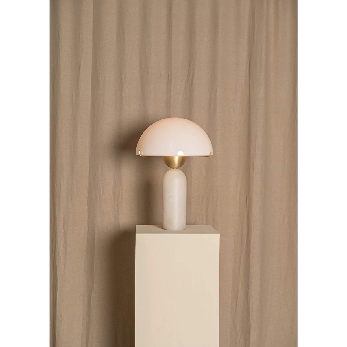 Marble and Brass Table Lamp for Bedroom Living Room | White Dome Shade Bedside Mid Century Modern Casalola Lights