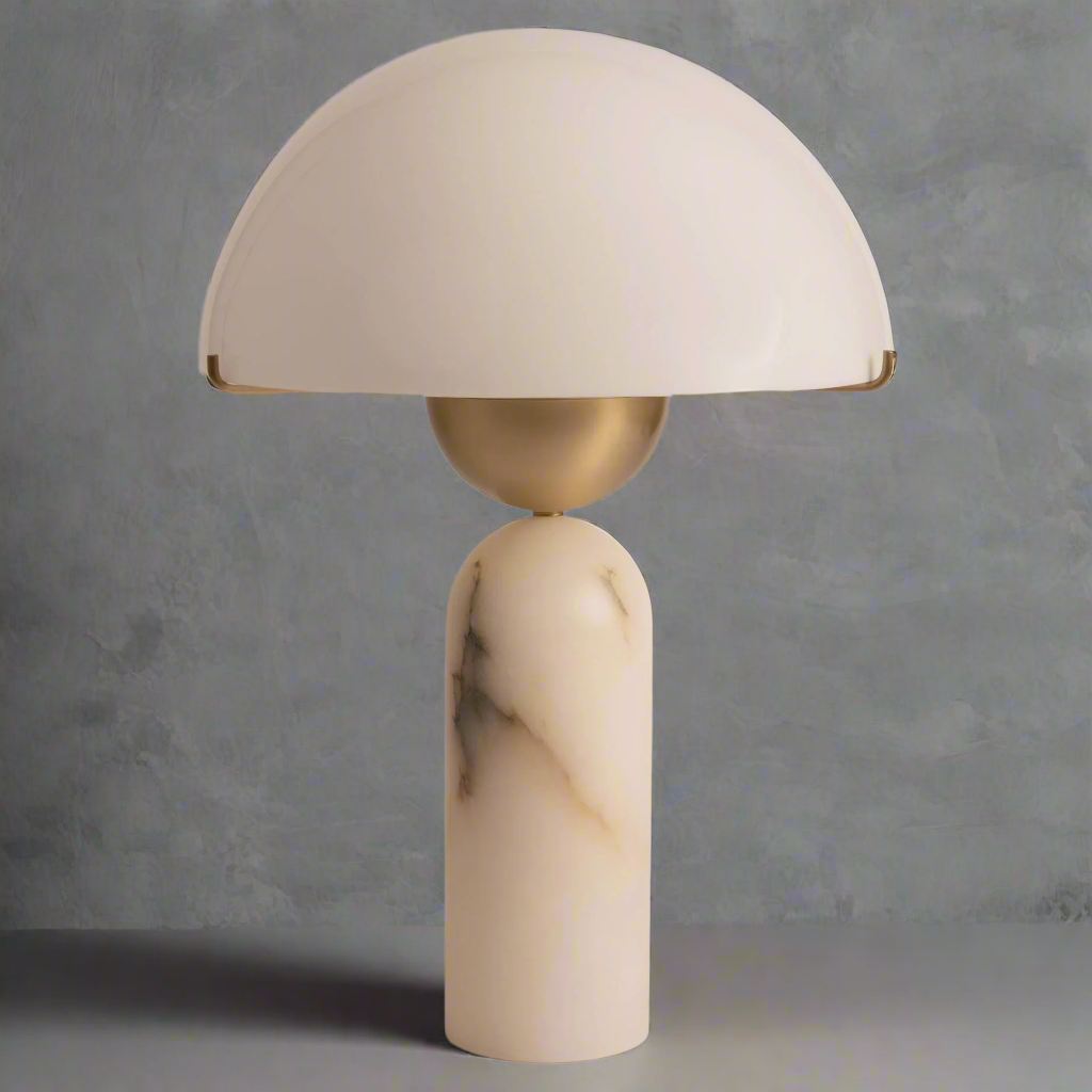 Modern Dome Table Lamp with Marble Base – Stylish Accent Light for Bedside Console or Living Room - Lamps