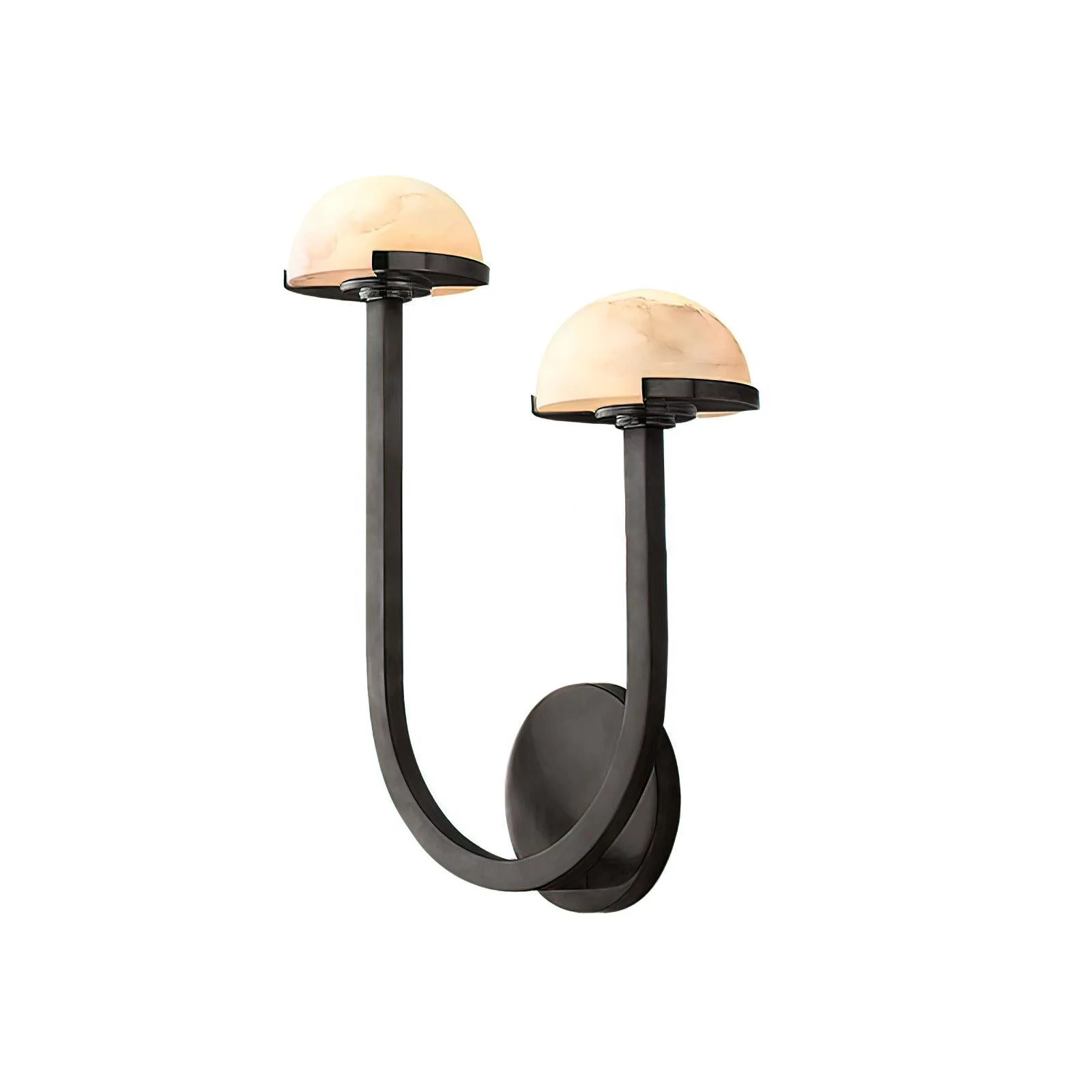 Luxury Double Gold Brass and Alabaster Wall Sconce – Modern Lamp for Bedroom or Hallway