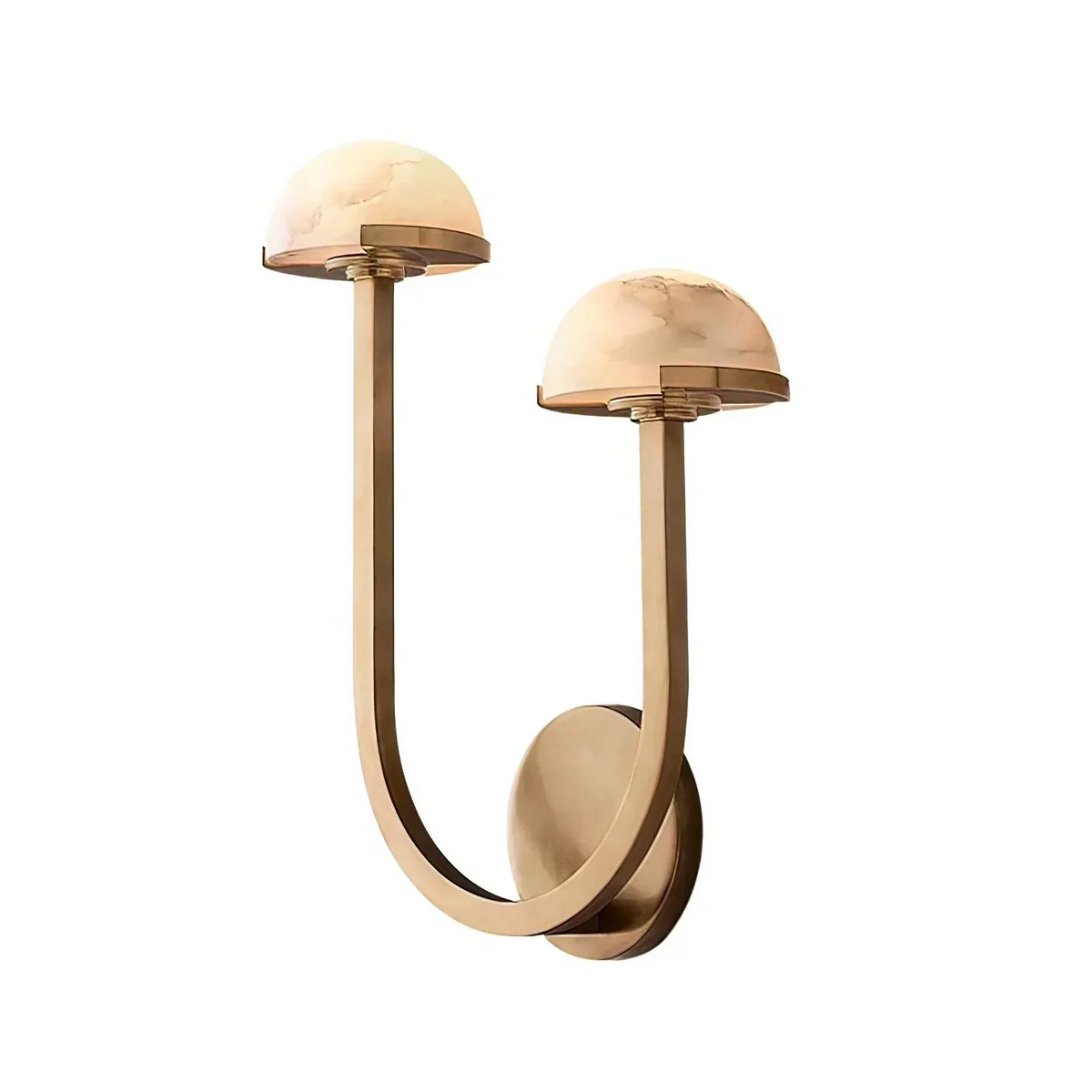 Double Alabaster Dome Wall Sconce Brass | Mirrored Bedside Pair Vanity Left or Right Facing Casalola Lights Luxury