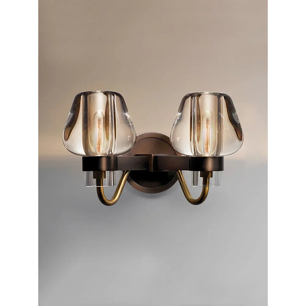 Modern Copper & Crystal Wall Sconce – Luxury Bedroom Hallway Light Fixture