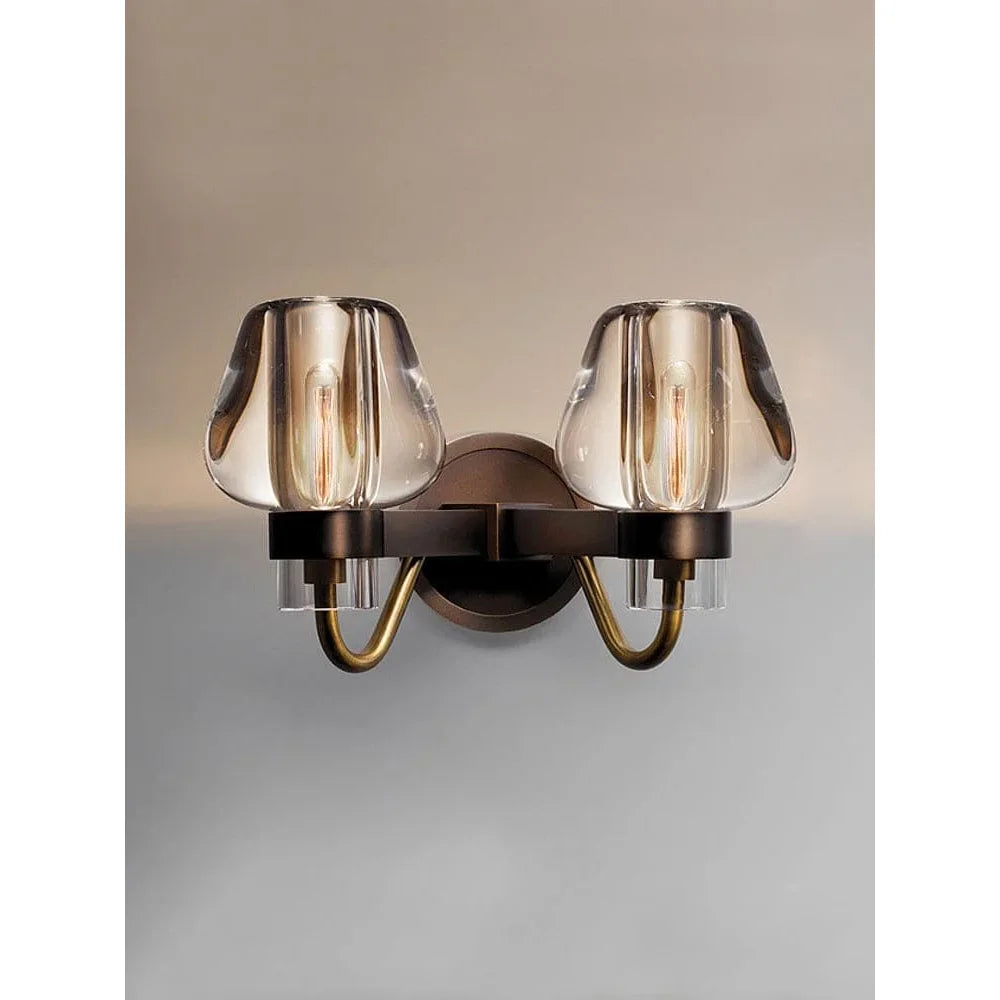 Modern Copper & Crystal Wall Sconce – Luxury Bedroom Hallway Light Fixture