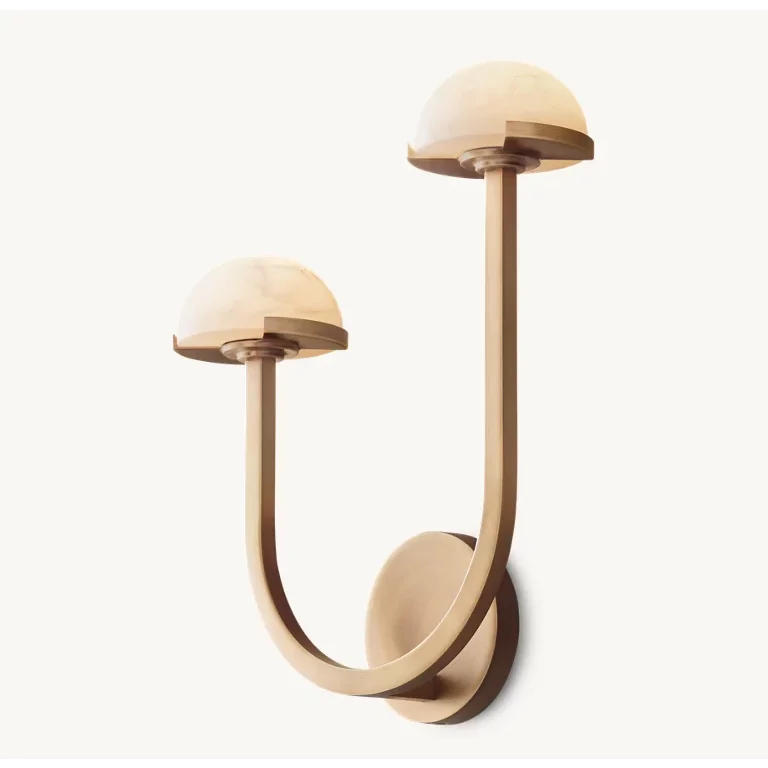 Luxury Double Alabaster & Brass Wall Sconce – Modern Designer Light Fixture