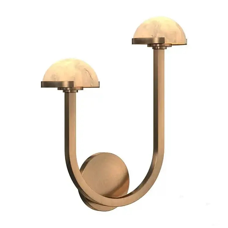 Luxury Double Alabaster & Brass Wall Sconce – Modern Designer Light Fixture - Sconces