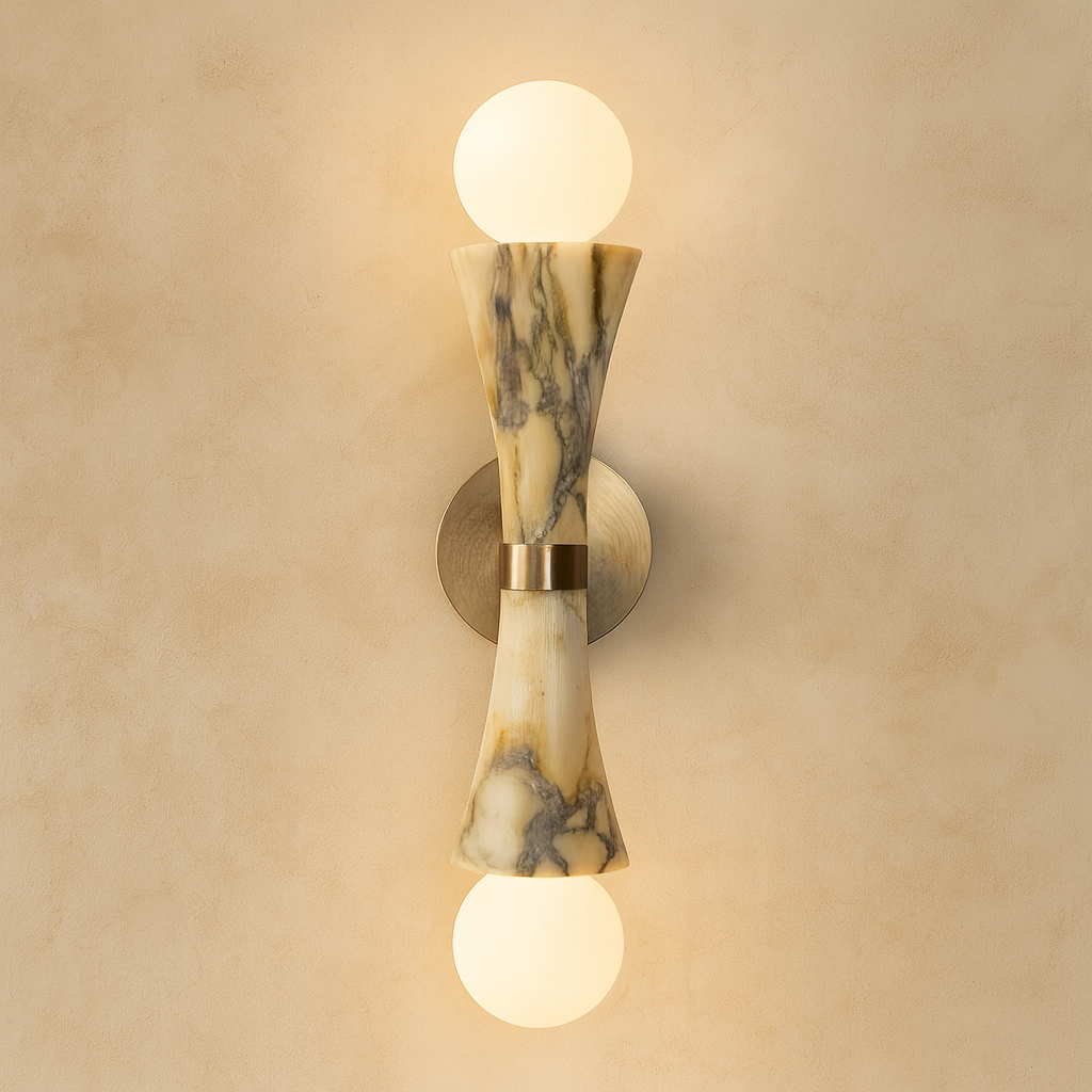 Double Bulgari Marble Globe Wall Sconce – Italian & Brass Light for Bedroom Hallway or Vanity Casalolalights Luxury