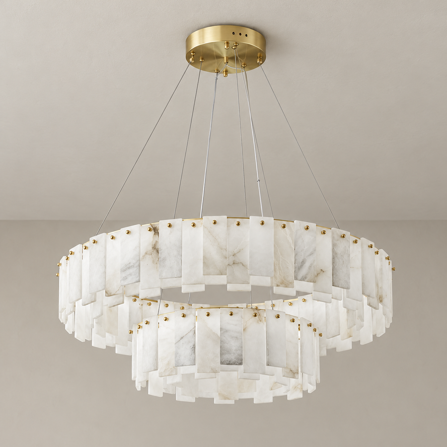 Double Round Alabaster Chandelier