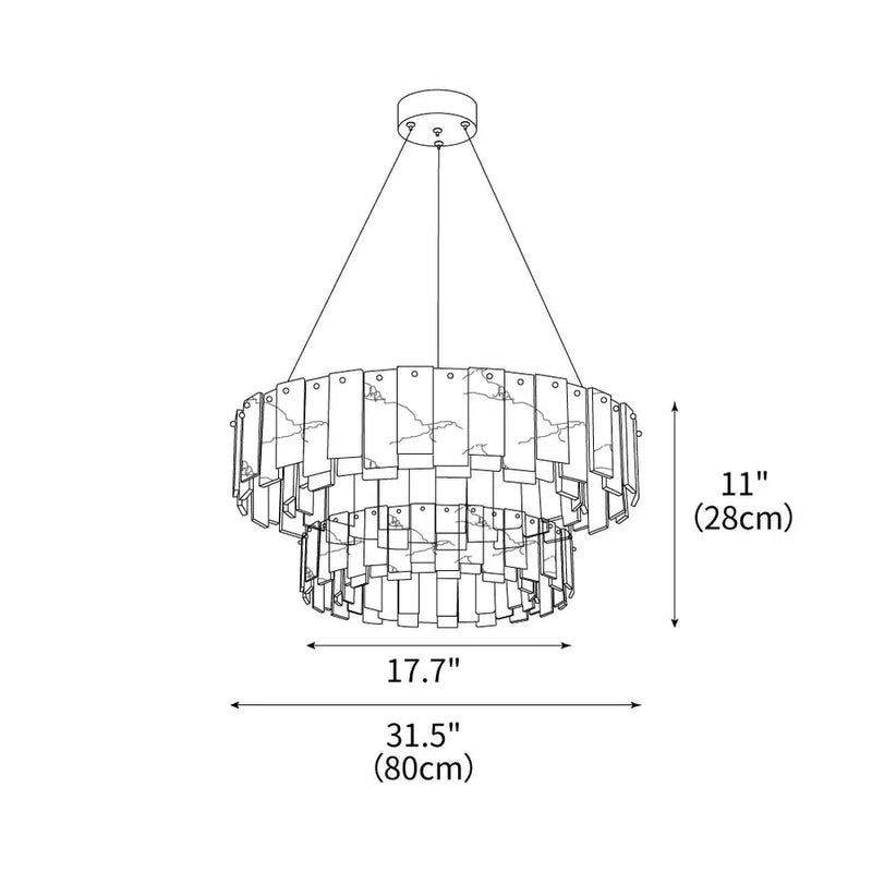 Original size diagram for the 80 cm double-ring chandelier with a 45 cm lower ring.