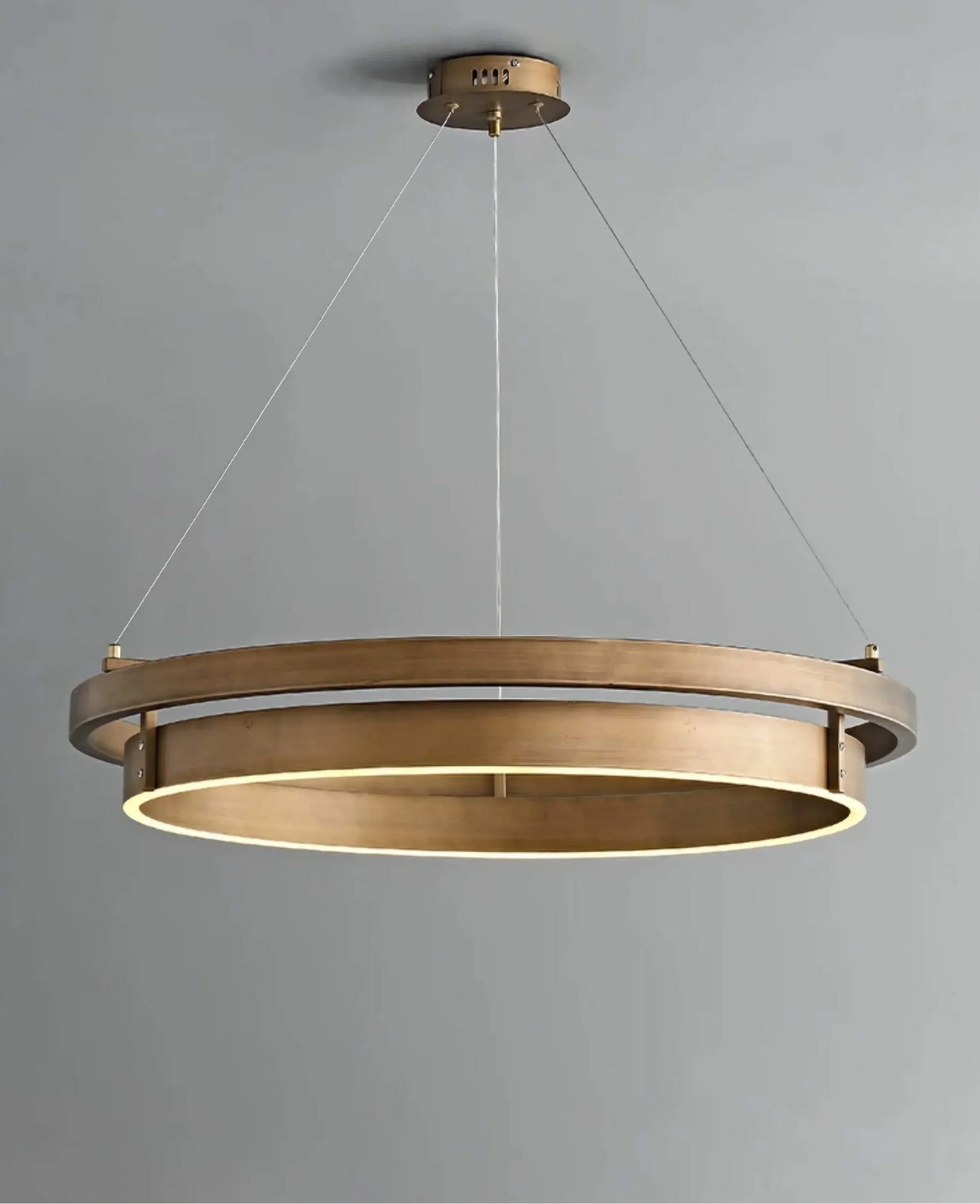 Double Ring Led Chandelier for Foyer or Living Room | Brushed Brass Finish 60 to 100 Cm (24 39 In) Casalola Lights