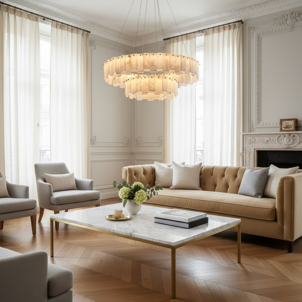 DOUBLE ROUND ALABASTER CHANDELIER | CLFRT05820