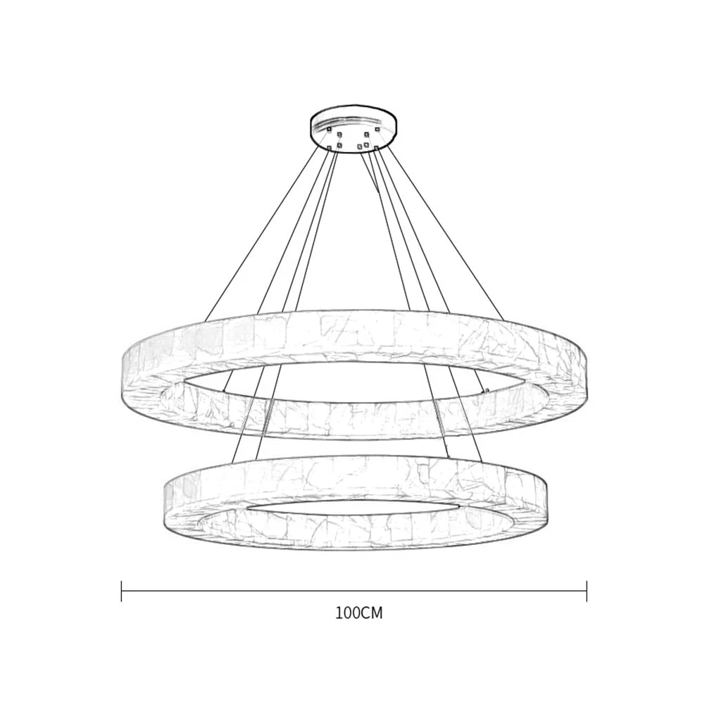 Rivage Double Round Alabaster Chandelier Polished | 3 Tier Ring Architectural Pendant Lighting