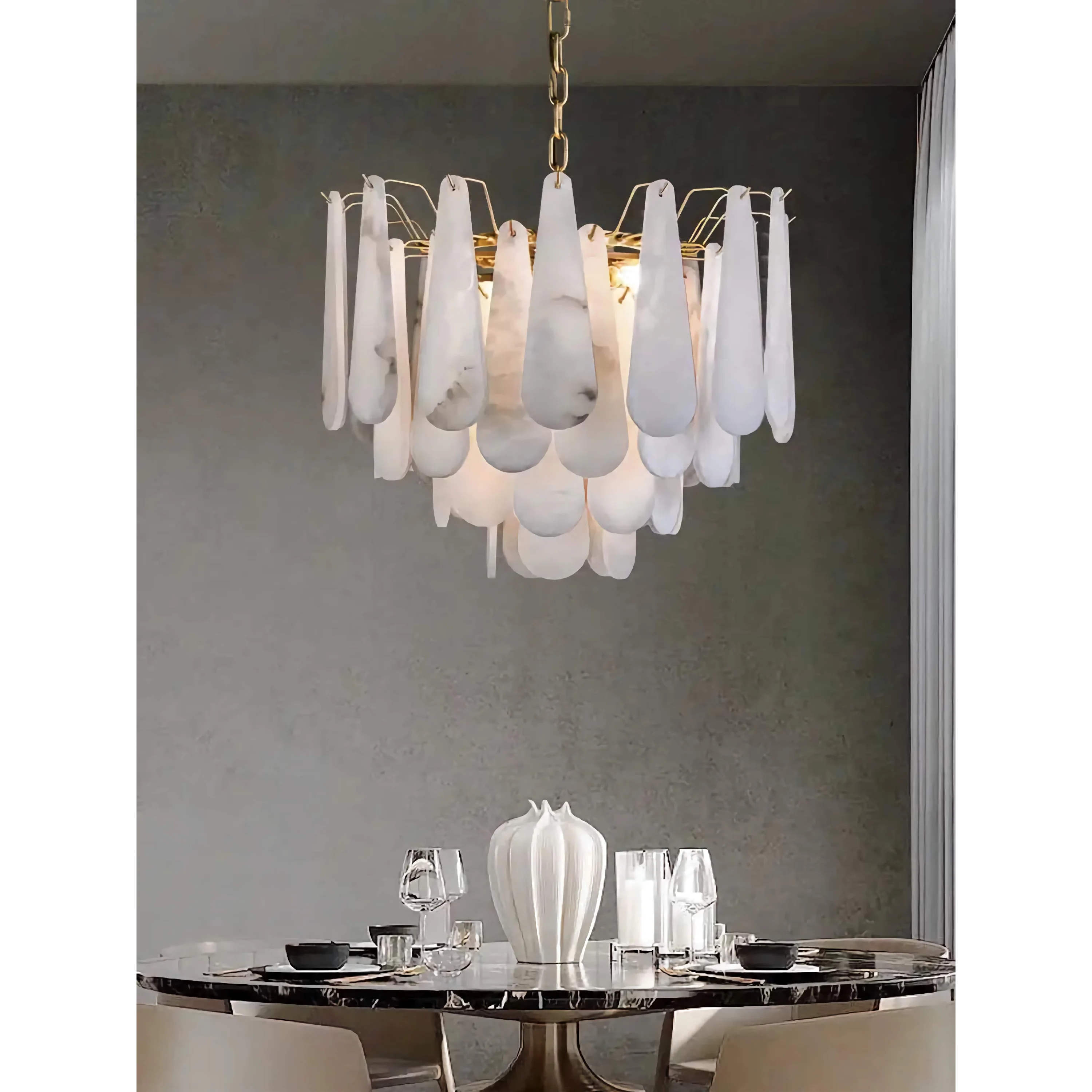 Teardrop Alabaster Chandelier for Living Room | Luxury Contemporary Interiors | Casalola Lights