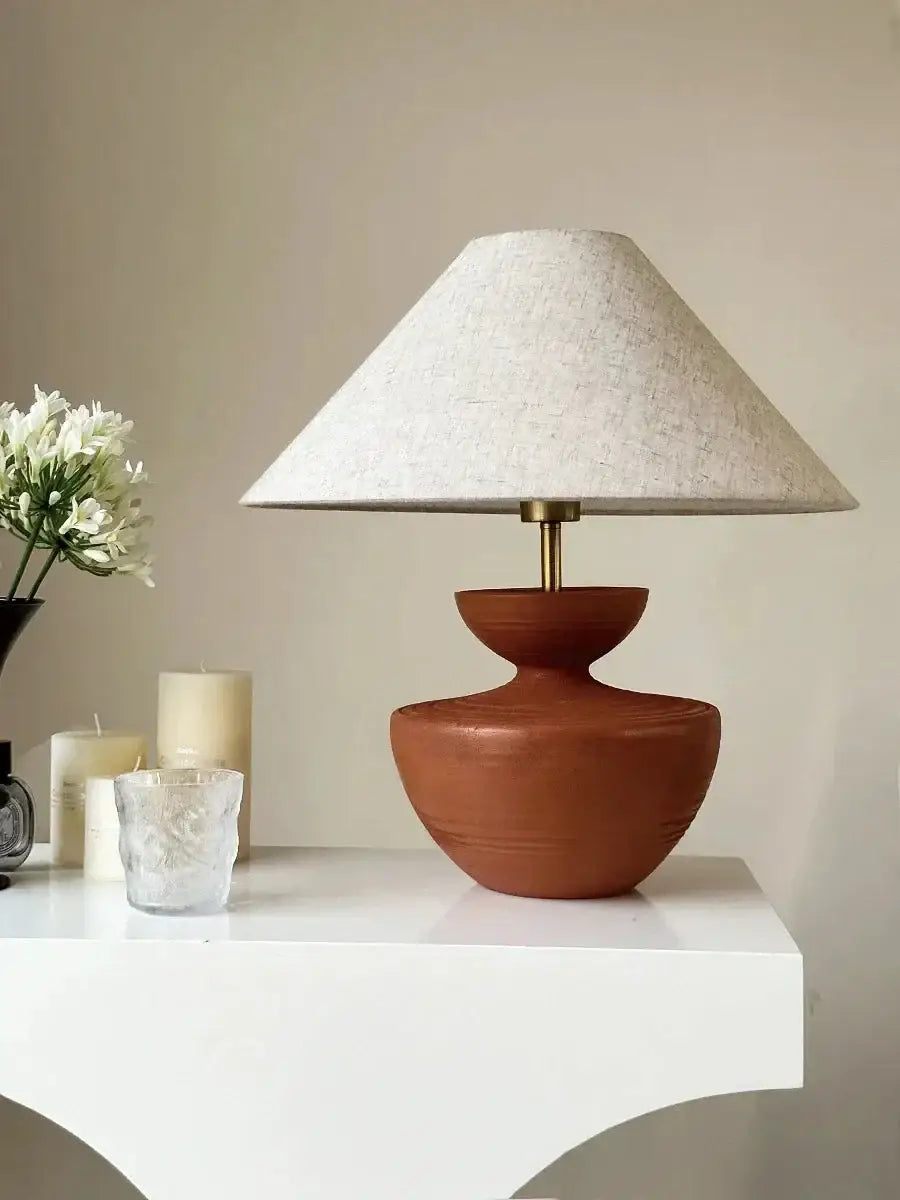 Earth Tones Ceramic Painted Table Lamp | Unique Lighting - Lamps