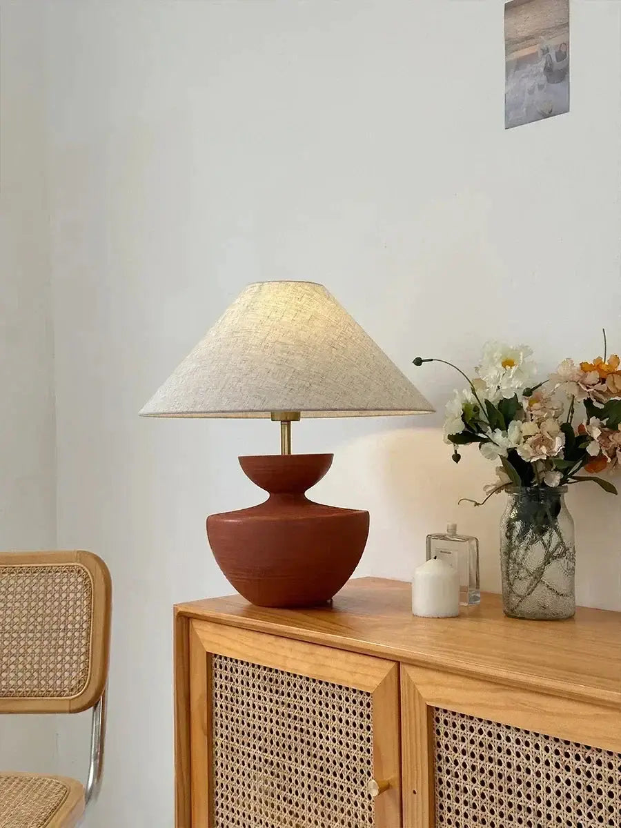 Earth Tones Ceramic Painted Table Lamp | Unique Lighting - Lamps