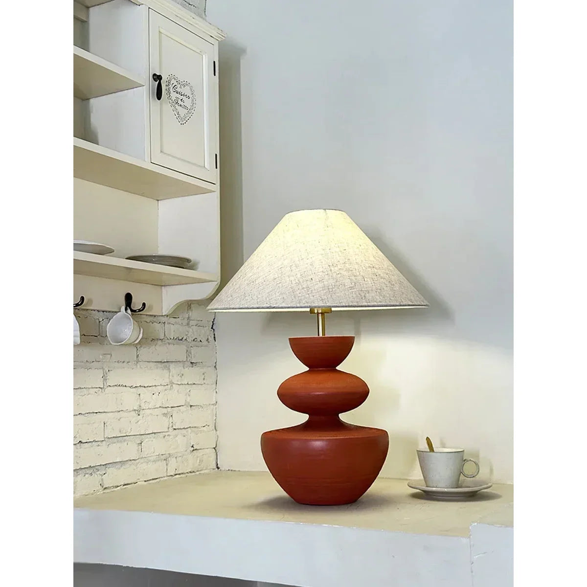 Earth Tones Ceramic Painted Table Lamp | Unique Lighting
